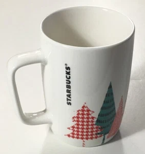 Starbucks 2017 Christmas Pine Trees 10.8 oz White Holiday Coffee Mug / Latte Cup - Picture 1 of 4