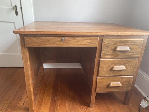 Vintage Oak Bankers or Teachers Desk Cover