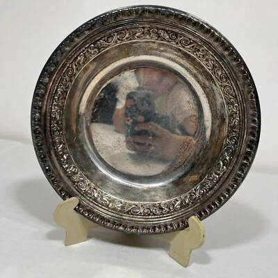 复古“Reed and Barton”经典玫瑰 6 英寸镀纯银糖果碗 1201 — 第 1/4 张图片