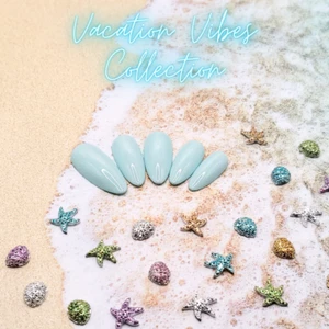 #421 Sky Blue Press On Nails | Handmade | Hard Gel Glue On Nails - Picture 1 of 9