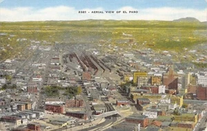 Postal TX: Vista aérea, El Paso, Texas, lino vintage sin publicar años 40 - Imagen 1 de 2