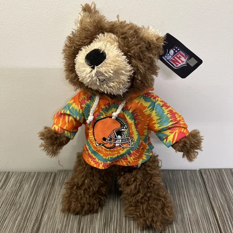 NFL Cleveland Browns 12" Bear w Tie Dye Hoodie Plush Stuffed Bear Good Stuff Cover