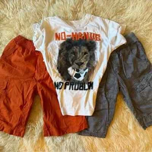 THE CHILDREN’S PLACE Boys L BUNDLE OF Lion Graphic Tee Orange & Gray Shorts - Picture 1 of 5