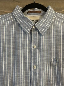 Timberland Button Down Shirt Men's XXL Blue Wht Stripe Long Sleeve 100% Cotton - Picture 1 of 6
