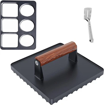 Grill Press Set 10 in Square Cast Iron Large for Griddle BBQ - Image 1 of 4