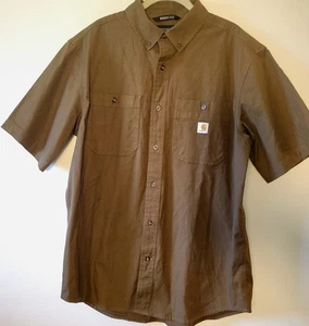 Camisa Carhartt Para Hombres L Resistente Flex Calce Relajado Peso Medio Lona Manga Corta - Imagen 1 de 11