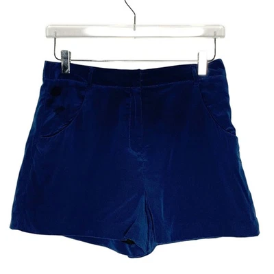 Milly 6 Womens Navy Blue Silk Shorts High Rise Zip Classic Summer *flaw - Image 1 of 4