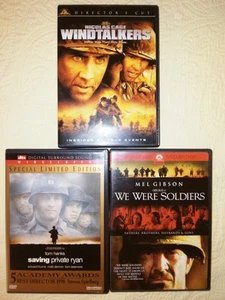 3 Great War Movie Dvds: We Were Soldiers, Windtalkers, Saving Private Ryan -NM - Picture 1 of 3