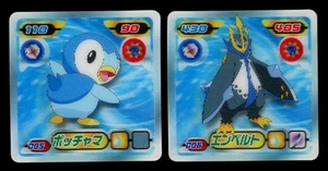 LOT (2) - Pokemon 3D Lenticular Piplup & Empoleon Retsuden Seal Japanese Sticker - Bild 1 von 4