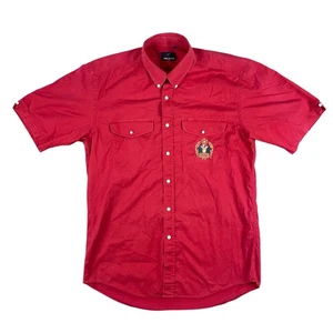 Daniel Hechter Hemd Herren L rot Wappen bestickt Knopfleiste Paris Vintage Freizeit - Bild 1 von 9