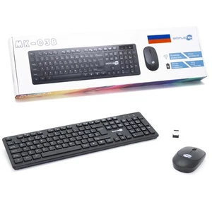 Kit Mouse And Keyboard Wireless Layout Russian Black Set M&K Russian - Zdjęcie 1 z 6