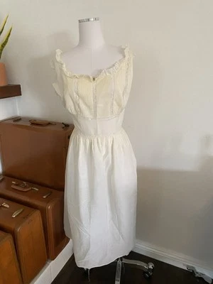 Vintage 1920s Edwardian Cream Cotton Lace Dressing Gown Slip Sleep Cottage Core - Image 1 of 4