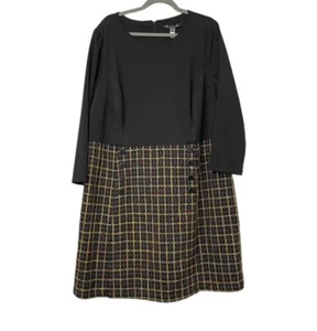 Anthropologie Hutch Twofer Preppy Black & Plaid Knee Length Dress sz 3X Preppy - Picture 1 of 15