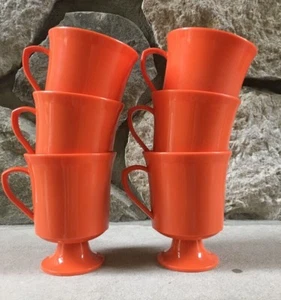 Vintage 1960’s Heavy Plastic Orange Cups Mugs, Set of 6 - Picture 1 of 7
