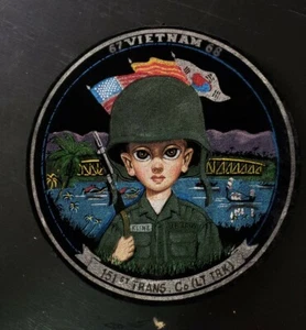 Vtg 1967-68 Suh Kwang Vietnam War Veteran Velvet Painting 151st Transport Army - Picture 1 of 7