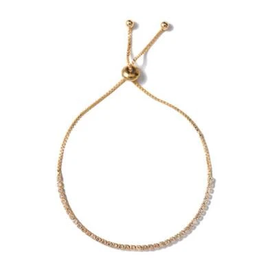 Pulsera ajustable de cristal para mujer Plata esterlina 14k Chapado en oro con diamantes de imitación Foto 1 de 4