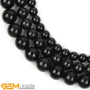 Natural Black Jade Gemstone Reiki Round Loose Beads for Jewellery Making 15" AU - Picture 1 of 33