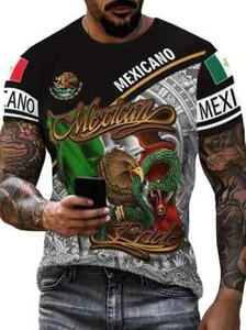 PLAYERA MEXICO T-SHIRT RUNDHALS 3D-MUSTER HOCHWERTIG - Bild 1 von 5