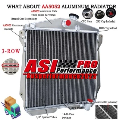 3-ROWS RADIATOR FIT 1943-1948 CHEVY FLEETLINE FLEETMASTER STYLEMASTER 3.5L L6 MT Foto 1 de 4