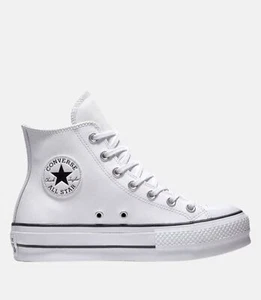 CONVERSE SNEAKERS ALL STAR LIFT CLEAN HI PLATFORM DONNA BIANCA in PELLE 561676C - Foto 1 di 10