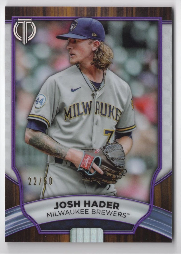 2022 Topps Tribute PURPLE Josh Hader /50 Milwaukee Brewers #77 - Image 1 of 2
