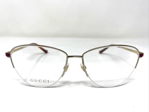 Gucci GG580O 003 55-15-145 Yellow Gold Half Rim Eyeglasses Frame HS60 - Picture 1 of 8