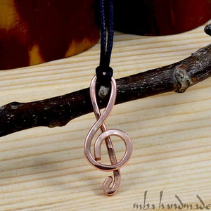 Violinschlüssel Anhänger gehämmert reines Kupfer Musik Note Halskette - Bild 1 von 3