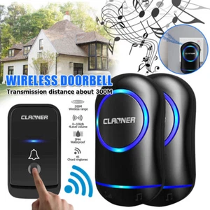 CLAONER Wireless Door Bell Waterproof Doorbell 45 Chimes 300M Long Range Home - Picture 1 of 10
