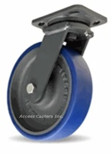 S-WH-8SPB 8" x 2" Hamilton Swivel Plate Caster, Polysoft on Cast Iron Wheel - Picture 1 of 2