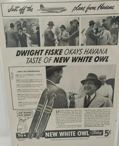 Vintage 1940 White Owl Cigar Advertisement Havana Cuba Dwight Fiske - Picture 1 of 6