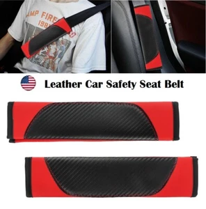 2Pcs Car Safety Seat Belt Leather Shoulder Pad Covers Cushion Car Accessories US - Picture 1 of 13