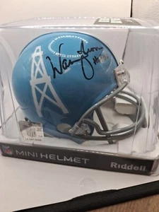 Warren Moon Signed Autographed Oilers Blue Mini Helmet Inscribed HOF 06 - Picture 1 of 6