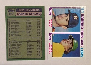 1982 TOPPS - 1981 Leaders ERA - NOLAN RYAN #167 ASTROS METS ANGELS Quant Avl. - Picture 1 of 1