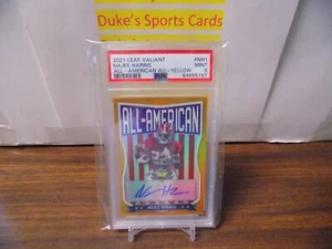 Tarjeta de novato Leaf Valiant 2021 - Najee Harris - 8/10 automática #NH1 - PSA 9 como nueva - G32 - Imagen 1 de 2