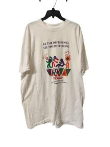 Vintage 1996 Texaco We Care White Graphic T-shirt Made In USA Size 2XL - Picture 1 of 7