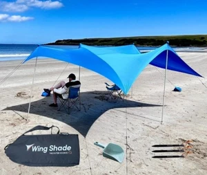 Wing Shade Beach Tent Sun Shelter - Large Portable 10x10 Pop Up Beach Canopy,... - Picture 1 of 7