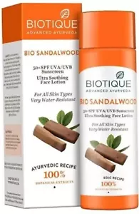Biotique Bio Sandalwood 50+ Spf Uva/Uvb Sunscreen For All Skin Types 120ml-2pack - Picture 1 of 4