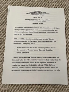 Testimony POW/MIA Affairs Carl W Ford Jr 11/15/91 - Picture 1 of 1