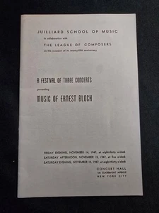 Julliard 1947 Programm Festival von 3 Konzerten präsentiert Musik von Ernest Bloch - Bild 1 von 5