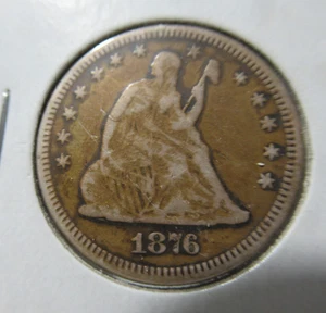 1876 Seated Liberty Quarter Silver Coin, US Liberty Seated - Bild 1 von 5