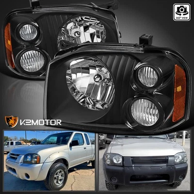 Fits 2001-2004 Nissan Frontier Base XE Black Headlights Lamps Left+Right 01-04 Foto 1 de 4