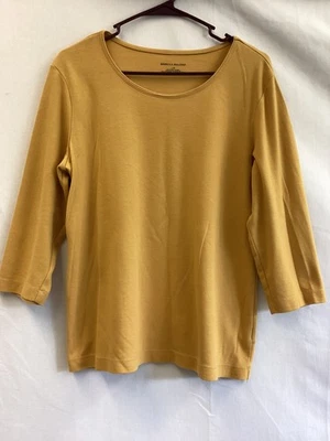 Rebecca Malone Amarillo Mostaza Manga 3/4 Jersey Top Mujer Talla Grande Foto 1 de 4