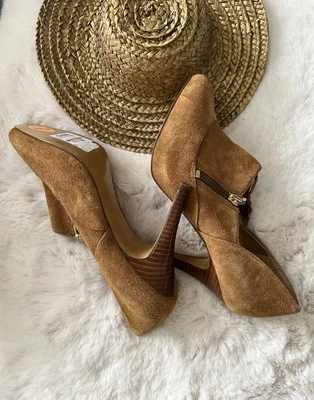 Guess By Marciano Brown Suede High Heel Peep Toe - Image 1 of 4