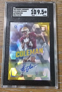 Tarjeta automática de novato Panini Luminance Keon Coleman Gold Prizm 2024 #d 94/100 SGC 9,5 - Imagen 1 de 2