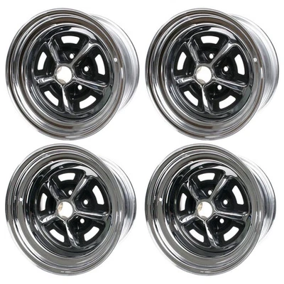 1965-1973 Mustang Chrome/ Matte Black 15"X7"/ 15"X8" Magnum 500 Wheel Set - Image 1 of 4