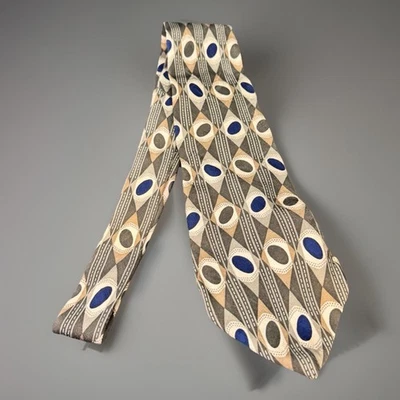 Corbata Conte Di Milano 100% Seda Geométrica Diamante Ovalada Rayas Hecha en EE. UU. De Colección Foto 1 de 4