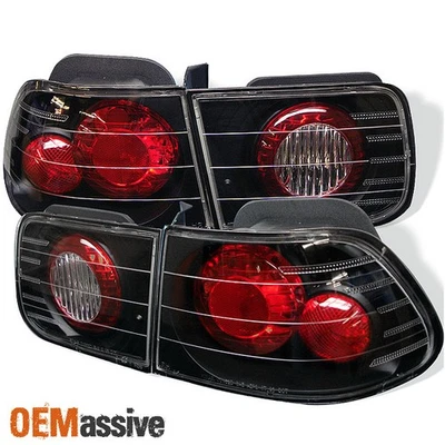 Juego de pares de luces de freno traseras negras para Honda Civic 96-00 cupé de 2 puertas JDM Foto 1 de 2