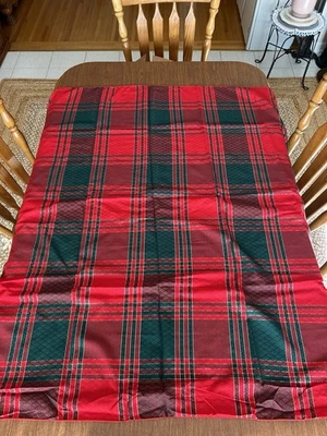 Bardwill Linens Christmas Plaid Tablecloth 51x52” Unused - Image 1 of 4