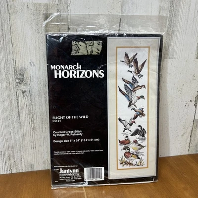 NEW Monarch Horizons COUNTED CROSS STITCH KIT Flight of the Wild Birds 24" X 6" - Image 1 of 4