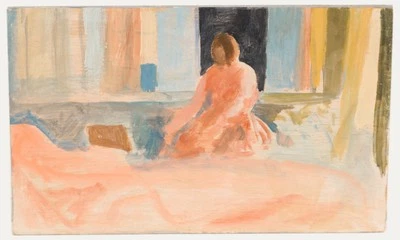 Bernadette Kelly (n.1933) - óleo del siglo XX, desnuda sentada Foto 1 de 4